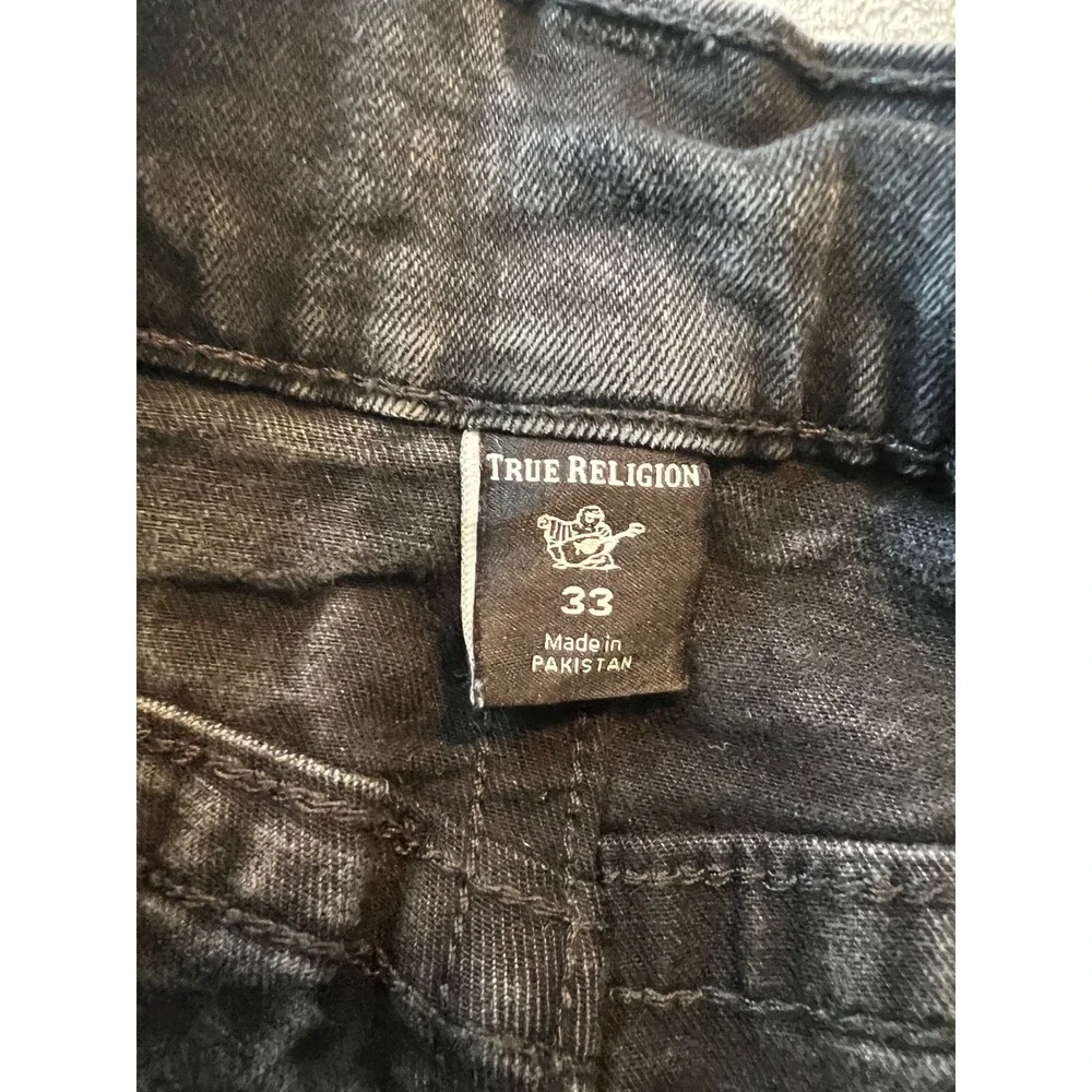 True Religion Ricky Jeans Mens 33 Black Flap Relaxed Straight